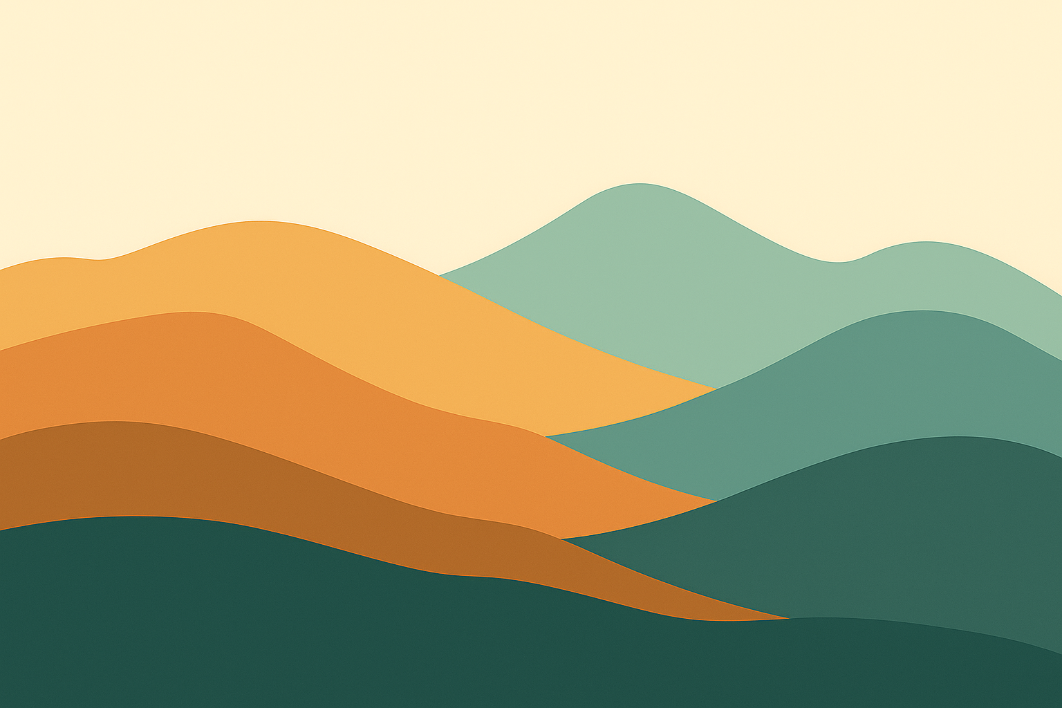 Abstract illustration of colorful mountains on a beige background